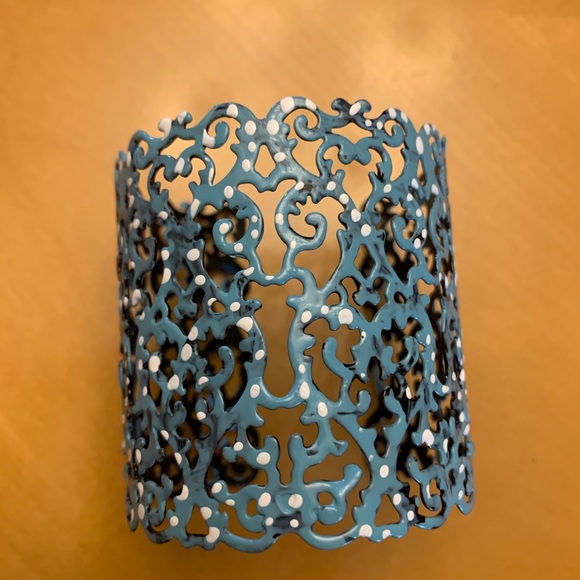 Hand painted wide cuff adjustable bracelet. - Picture 2 of 11